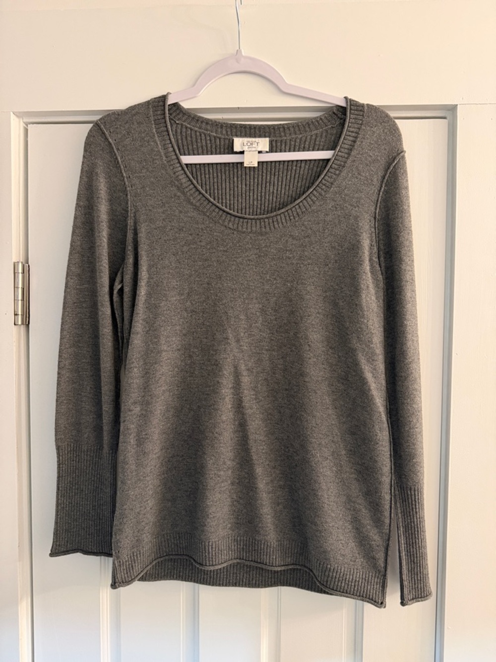 LOFT Charcoal Scoop Neck Long Sleeve Sweater